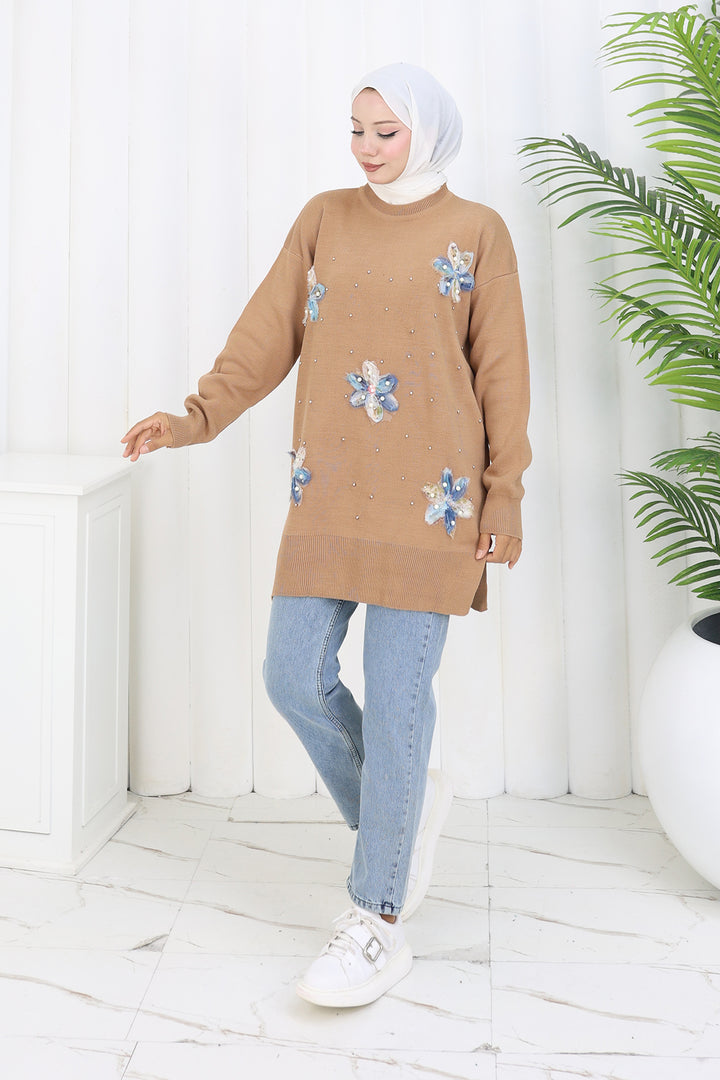 BNG Women Floral Knit Tunic S3010 Mink - University