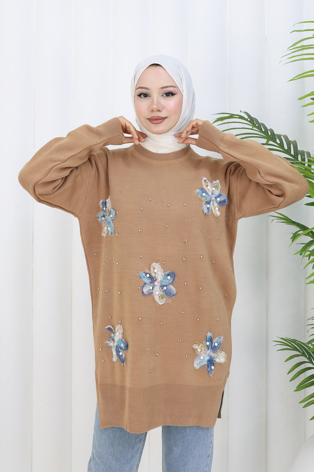 BNG Women Floral Knit Tunic S3010 Mink - University