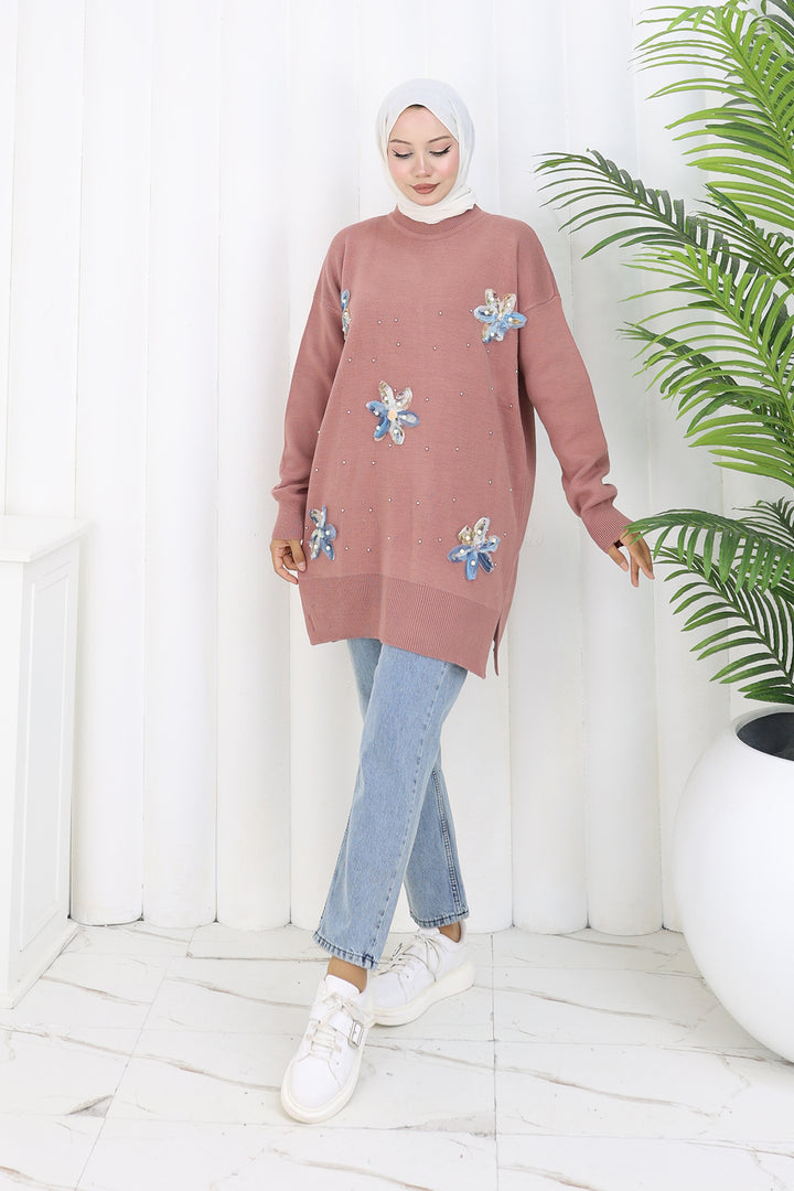 BNG Women Floral Knit Tunic S3010 Rose - Dearborn