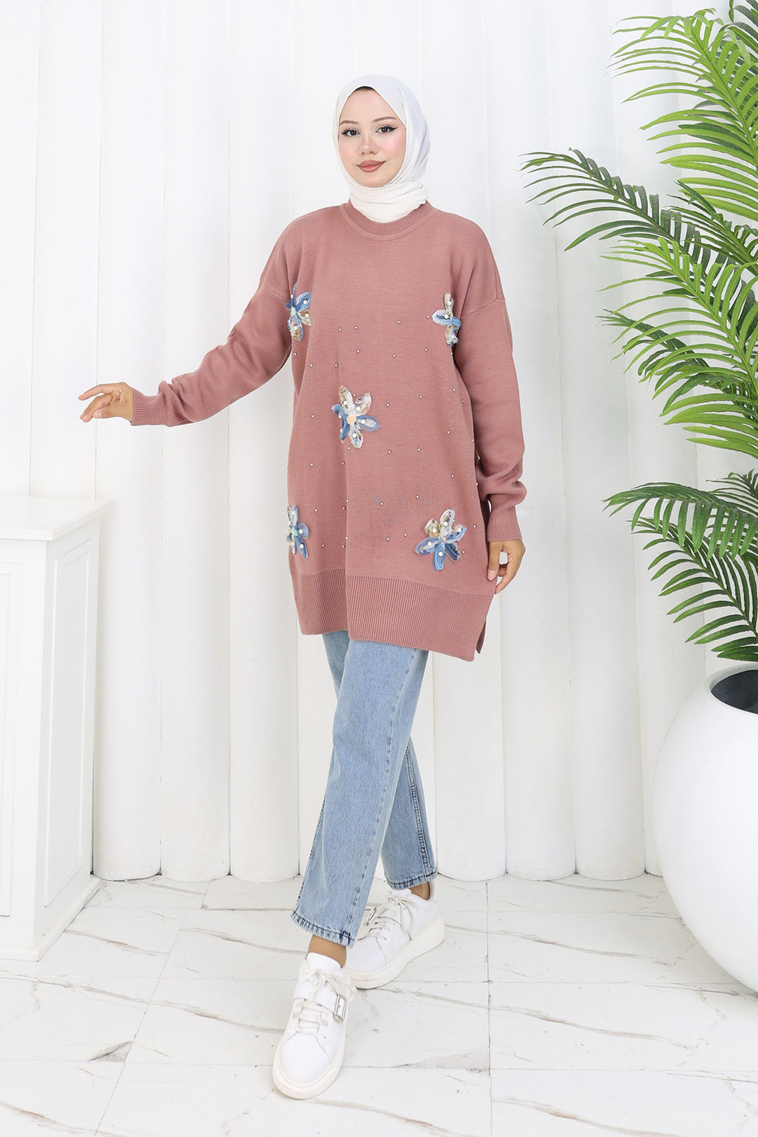 BNG Women Floral Knit Tunic S3010 Rose - Dearborn