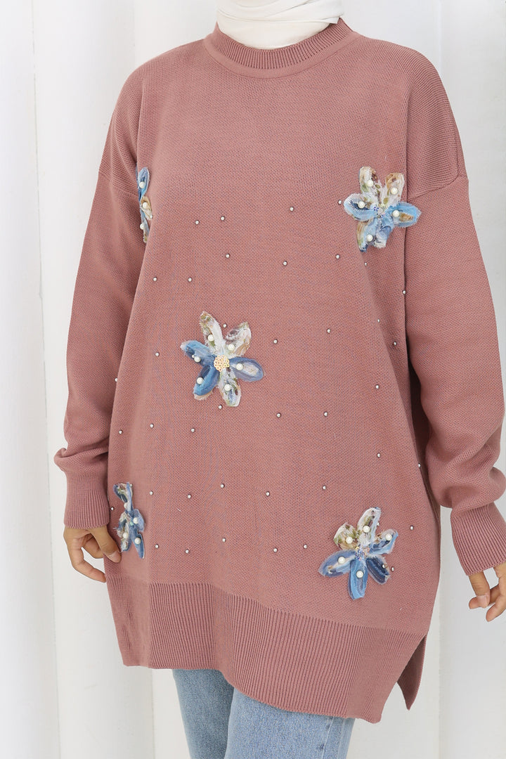 BNG Women Floral Knit Tunic S3010 Rose - Dearborn