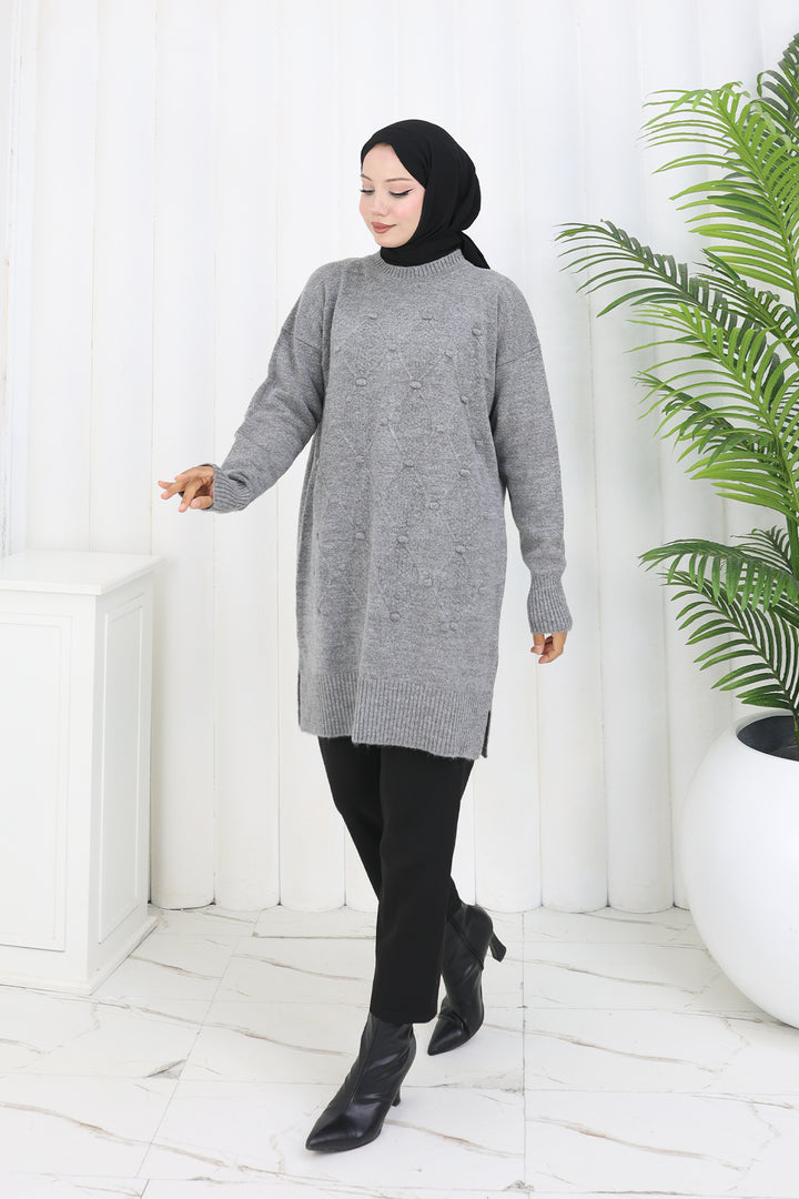 BNG Women Patterned Knit Tunic S3027 Gray - Sterling Heights