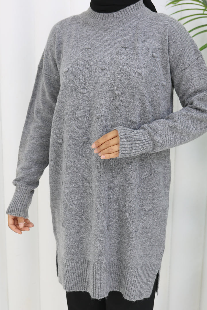 BNG Women Patterned Knit Tunic S3027 Gray - Sterling Heights