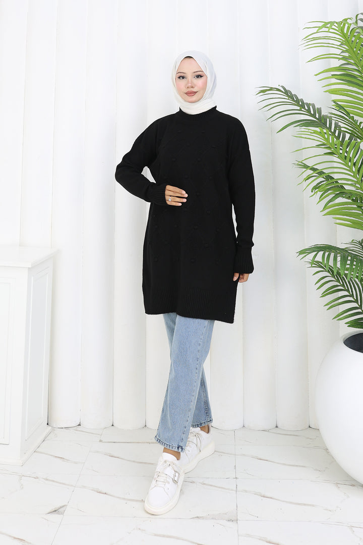 BNG Women Patterned Knit Tunic S3027 Black - Dietzenbach