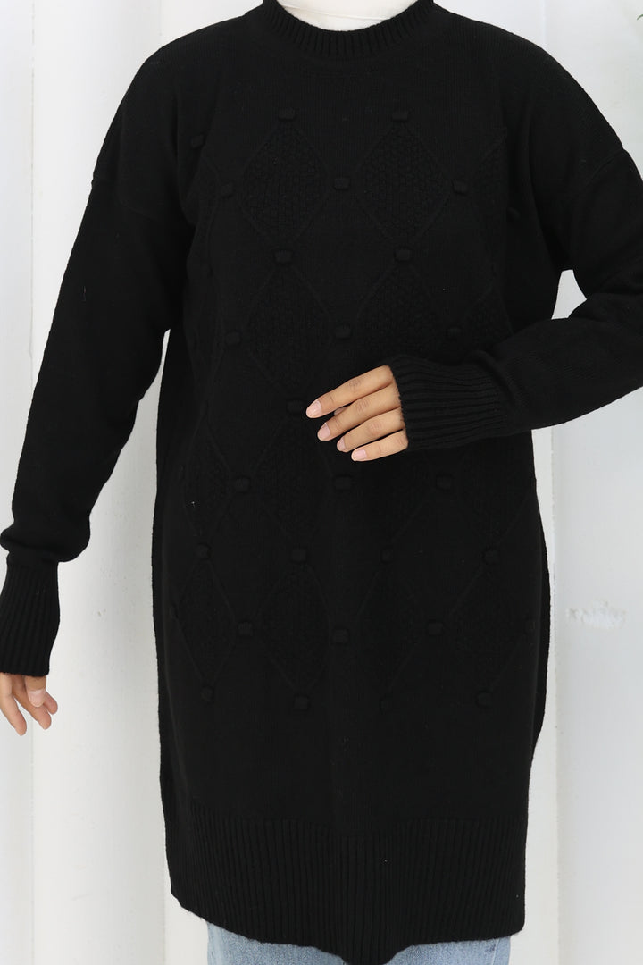 BNG Women Patterned Knit Tunic S3027 Black - Dietzenbach