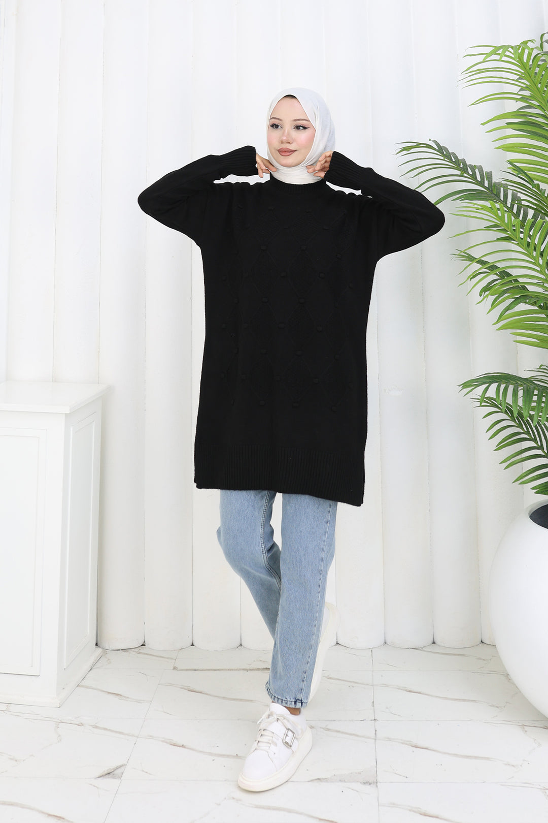 BNG Women Patterned Knit Tunic S3027 Black - Dietzenbach