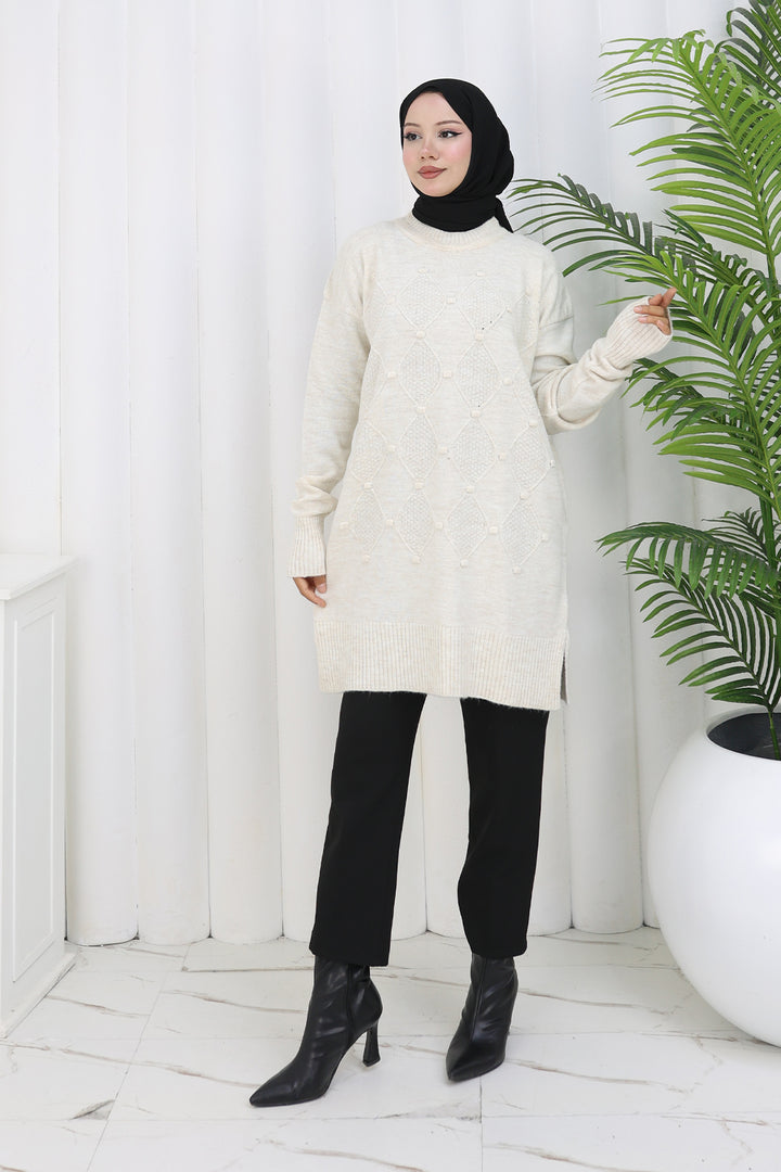 BNG Women Patterned Knit Tunic S3027 Stone Color - Kalamáta