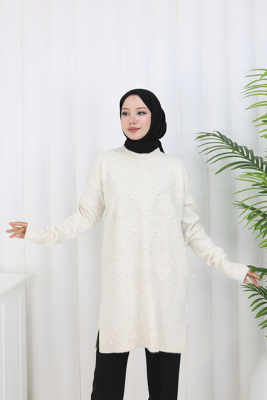 BNG Women Patterned Knit Tunic S3027 Stone Color - Kalamáta