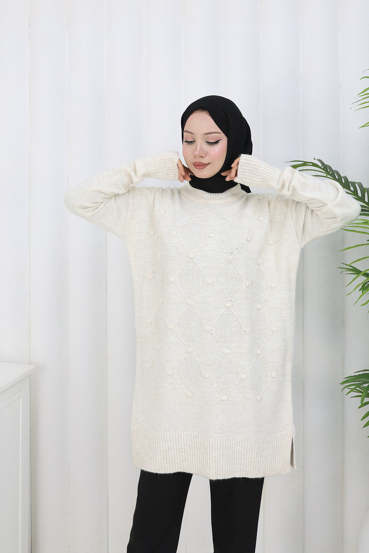 BNG Women Patterned Knit Tunic S3027 Stone Color - Kalamáta