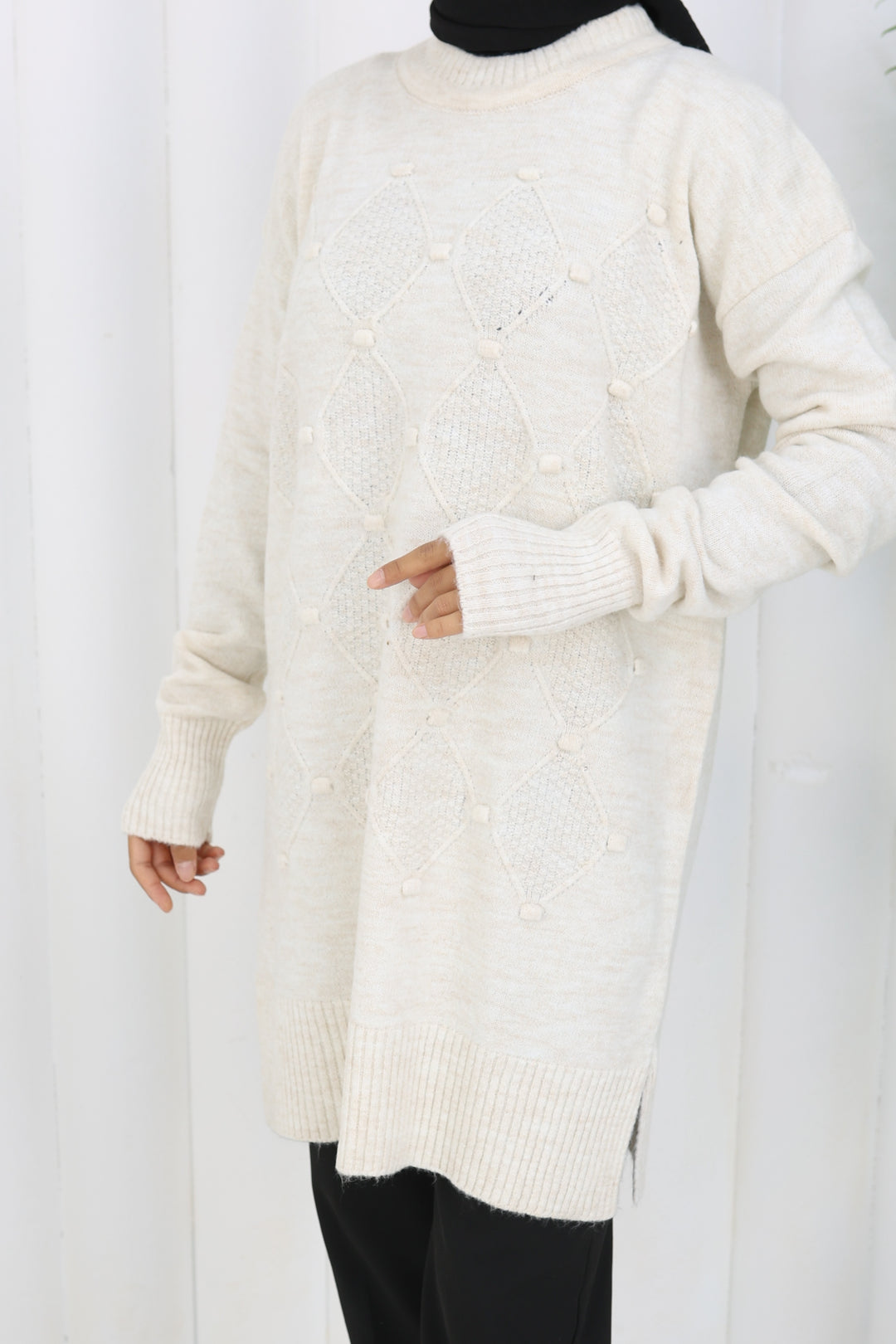 BNG Women Patterned Knit Tunic S3027 Stone Color - Kalamáta