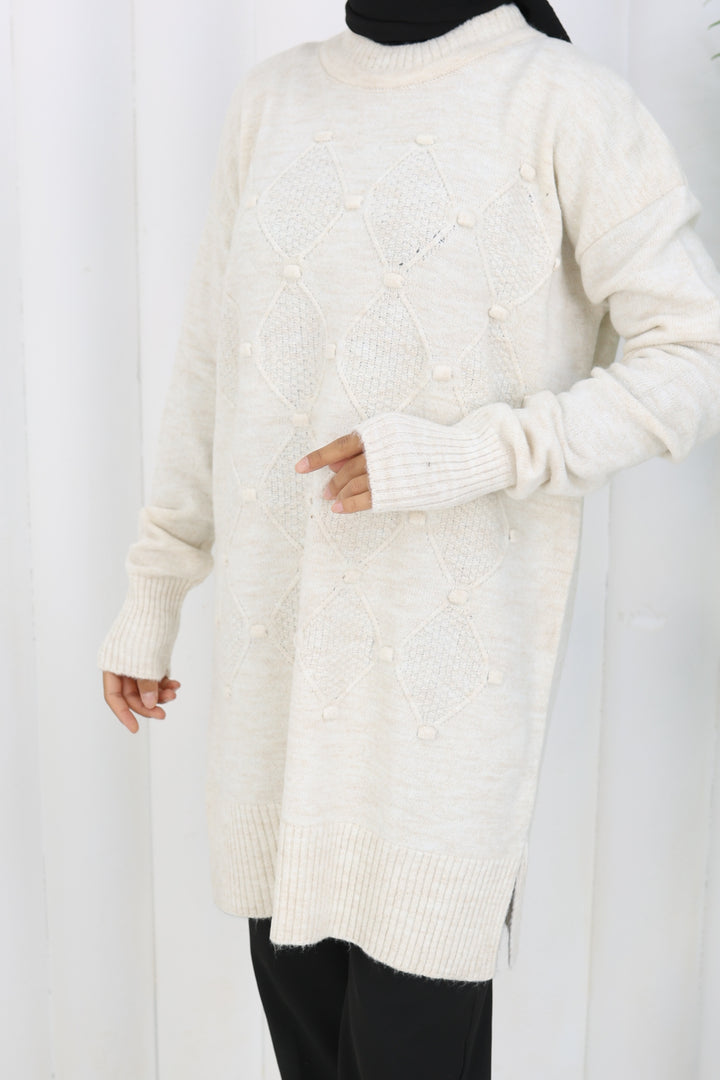 BNG Women Patterned Knit Tunic S3027 Stone Color - Kalamáta