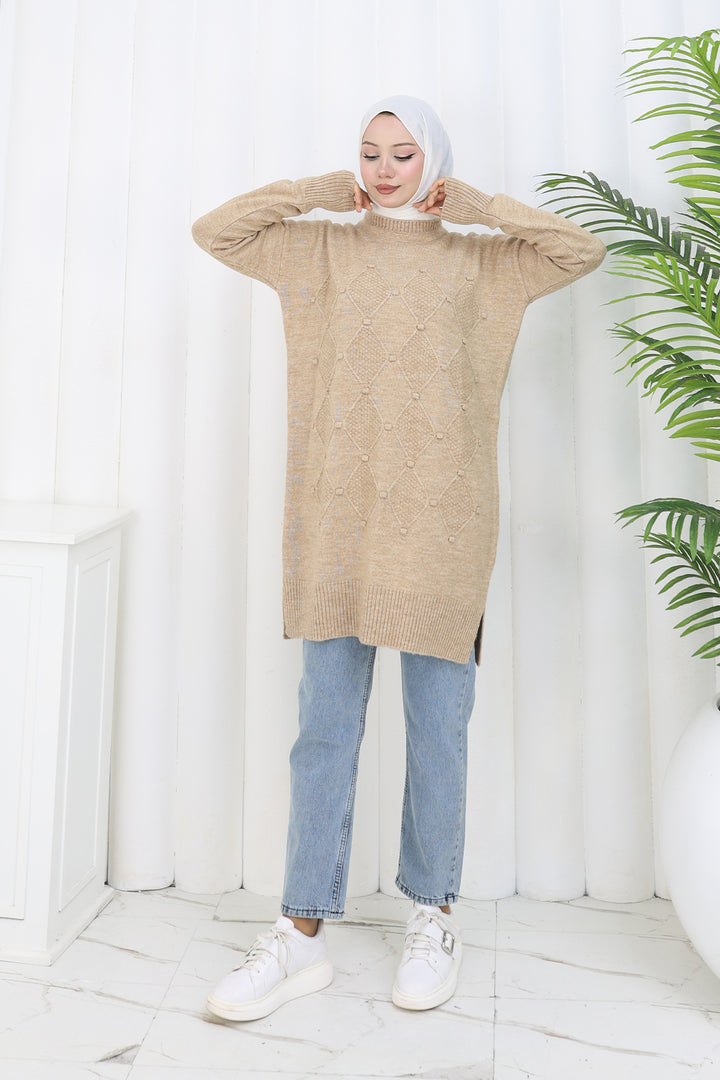 BNG Women Patterned Knit Tunic S3027 Mink - Caserta