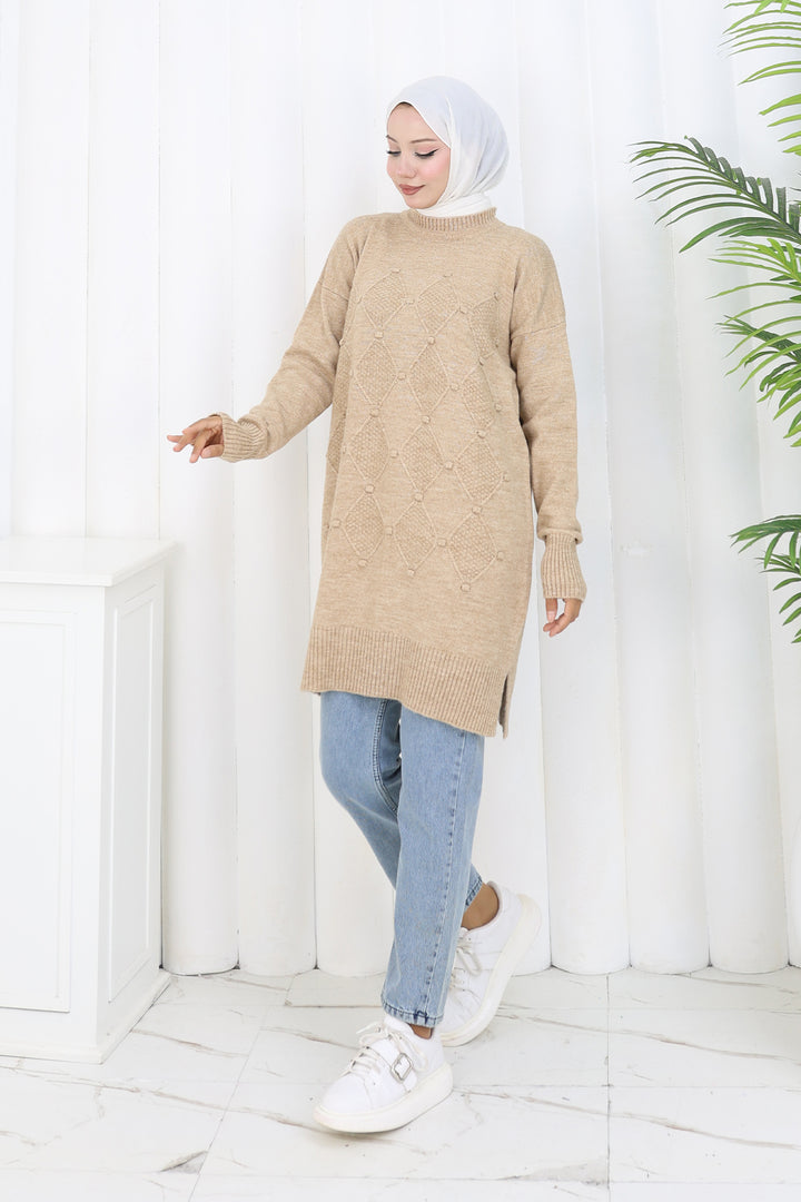 BNG Women Patterned Knit Tunic S3027 Mink - Caserta