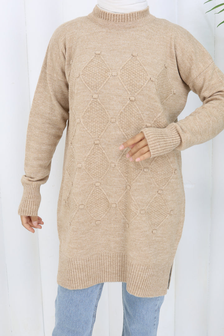 BNG Women Patterned Knit Tunic S3027 Mink - Caserta