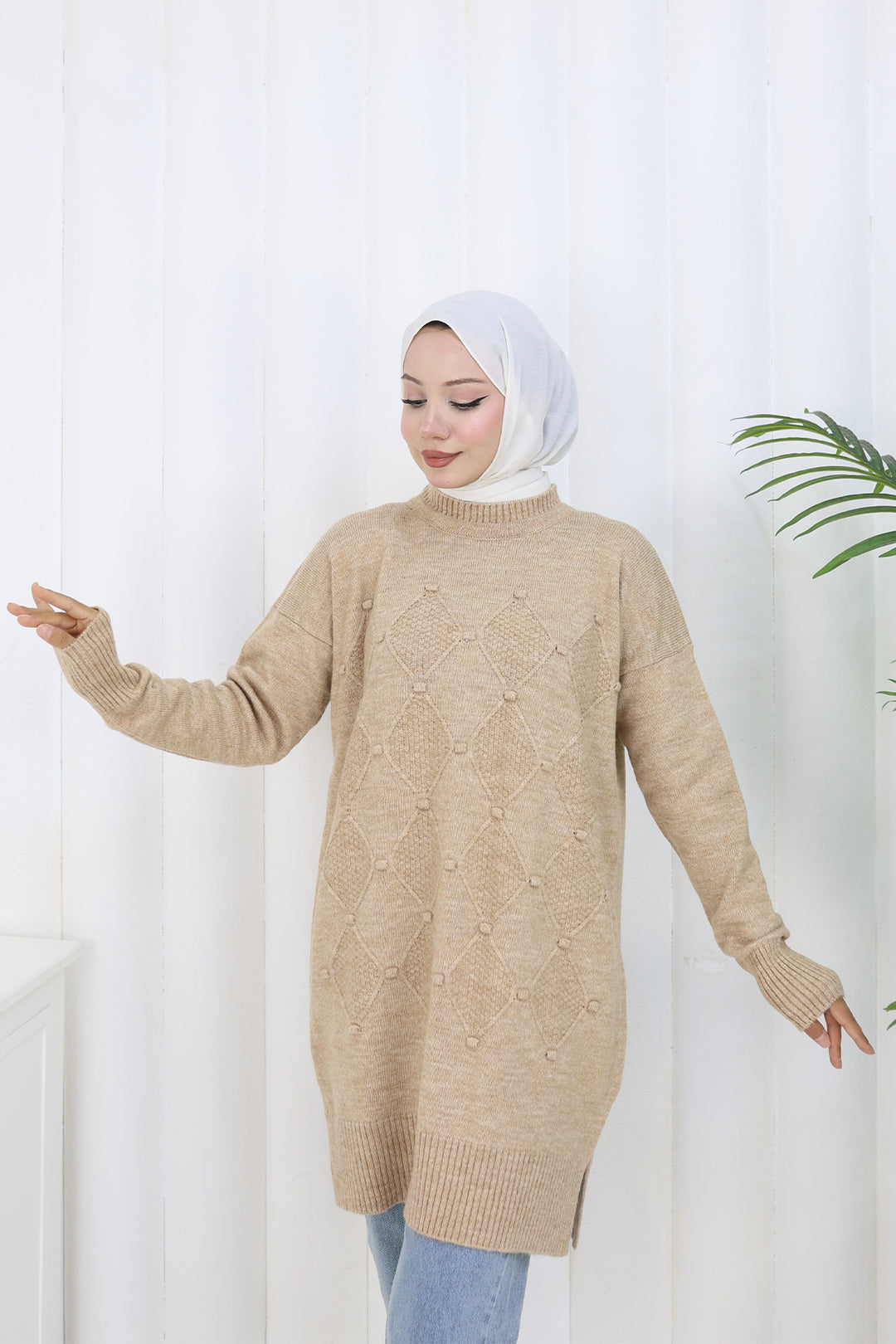 BNG Women Patterned Knit Tunic S3027 Mink - Caserta