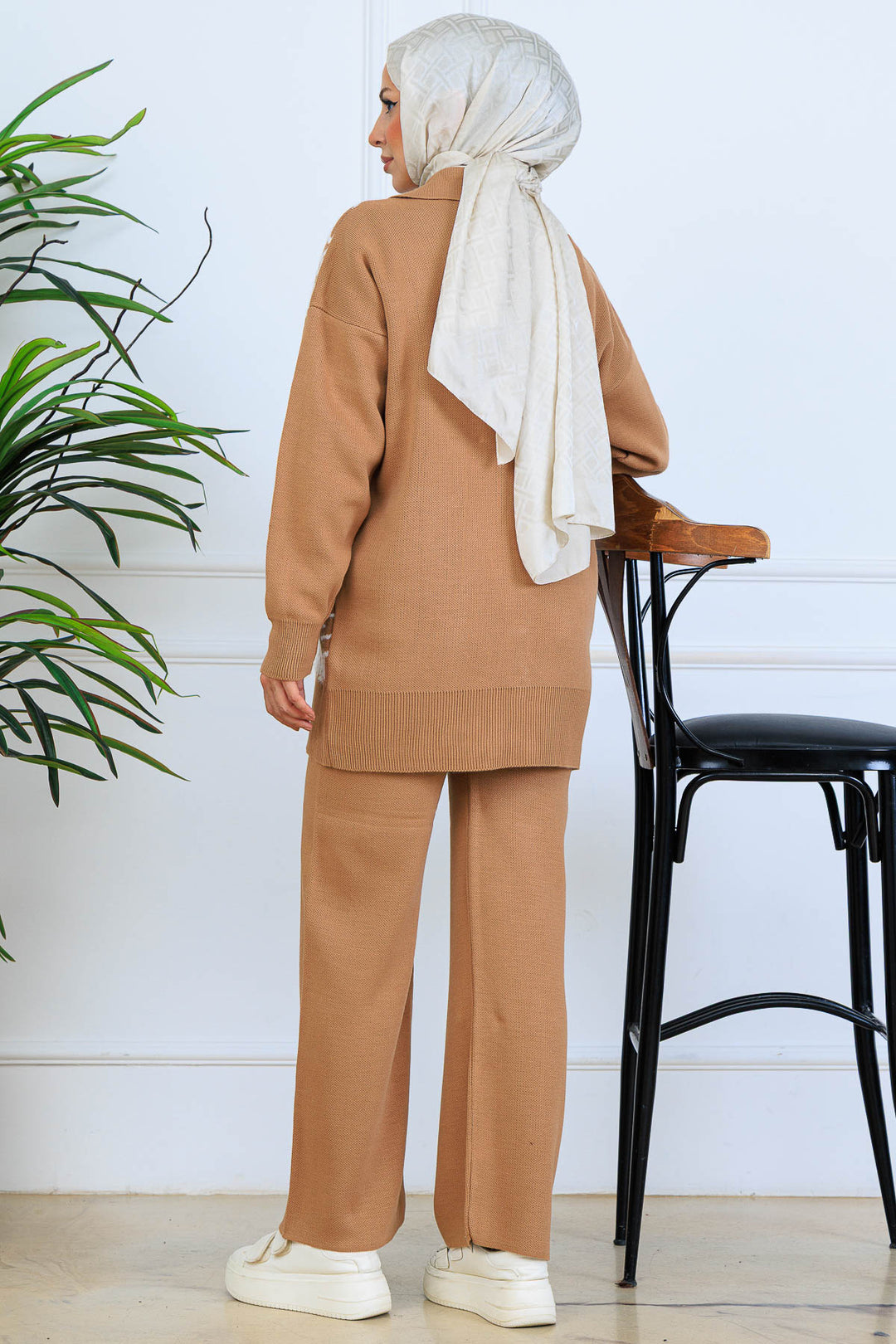 BNG Women Patterned Knit Suit with Button Detail S1124 Mink - Calumet City