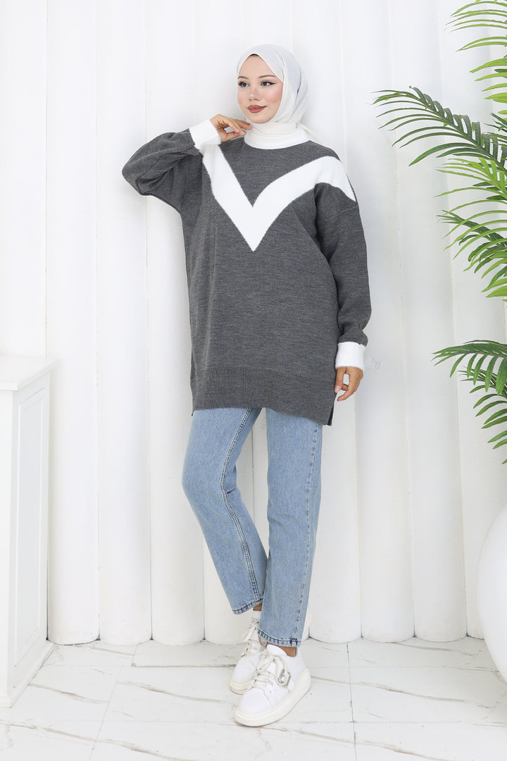 BNG Women Patterned Knit Tunic S3017 Anthracite - Sutton