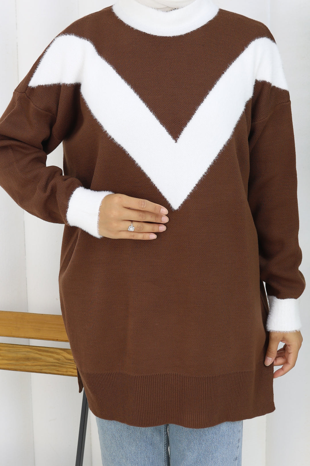BNG Women Patterned Knit Tunic S3017 Brown - Gjakovë