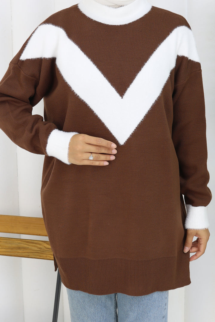 BNG Women Patterned Knit Tunic S3017 Brown - Gjakovë