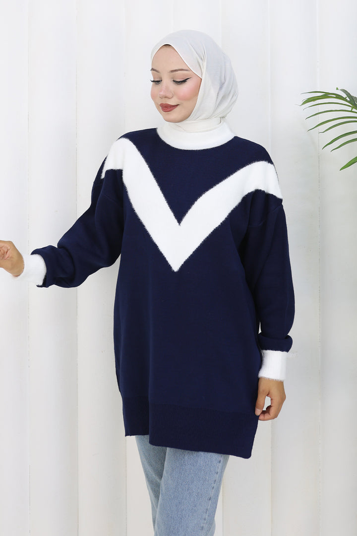 BNG Women Patterned Knit Tunic S3017 Navy - Virginia Beach