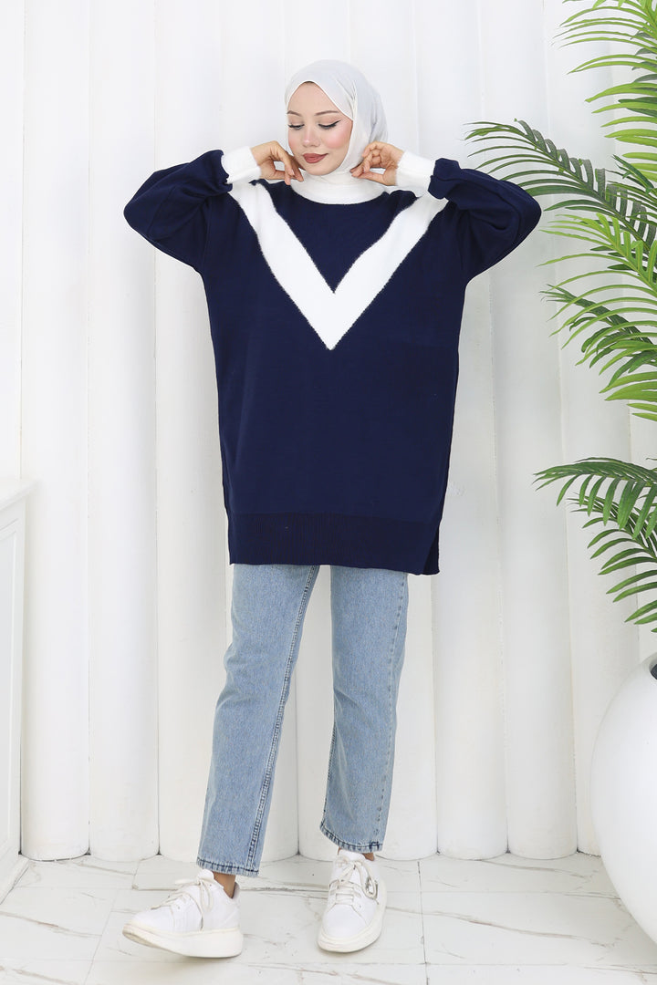 BNG Women Patterned Knit Tunic S3017 Navy - Virginia Beach