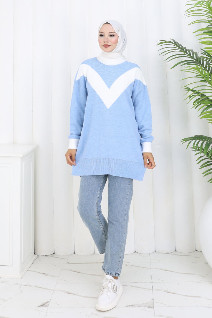 BNG Women Patterned Knit Tunic S3017 Blue - Düren