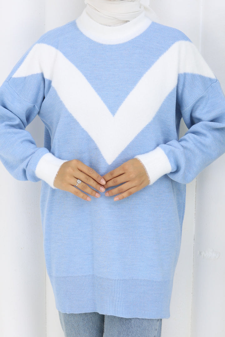 BNG Women Patterned Knit Tunic S3017 Blue - Düren