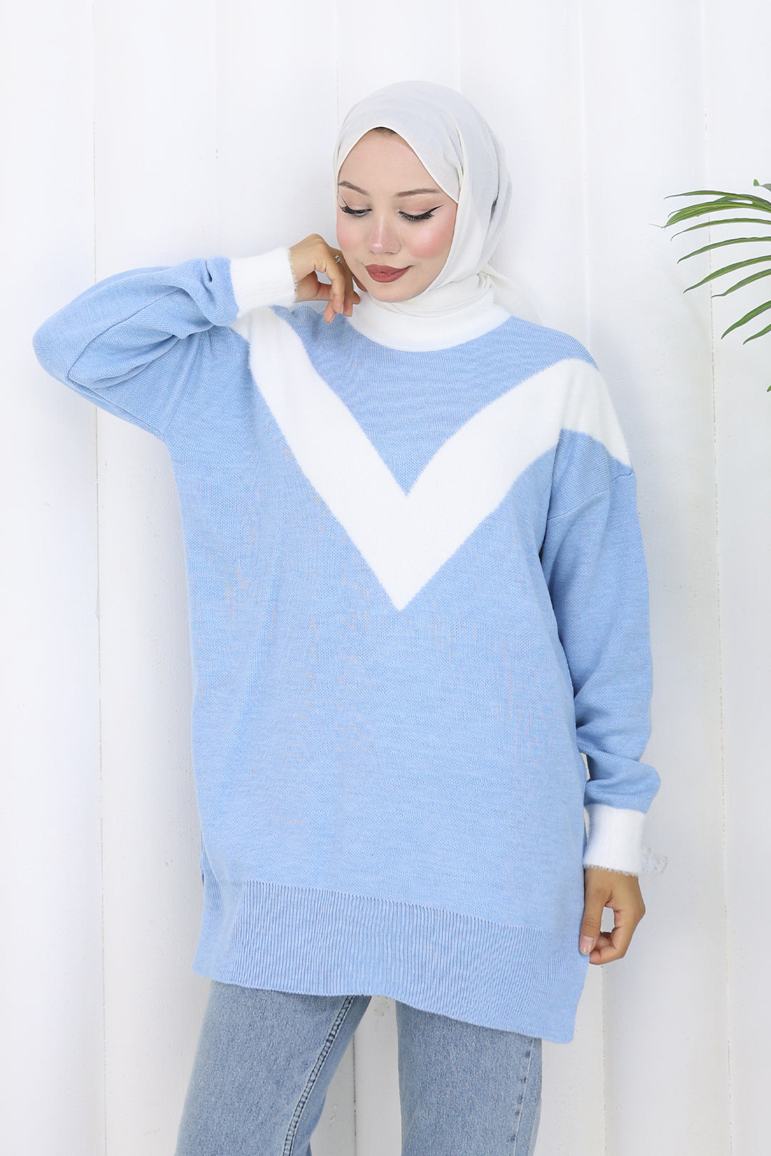 BNG Women Patterned Knit Tunic S3017 Blue - Düren