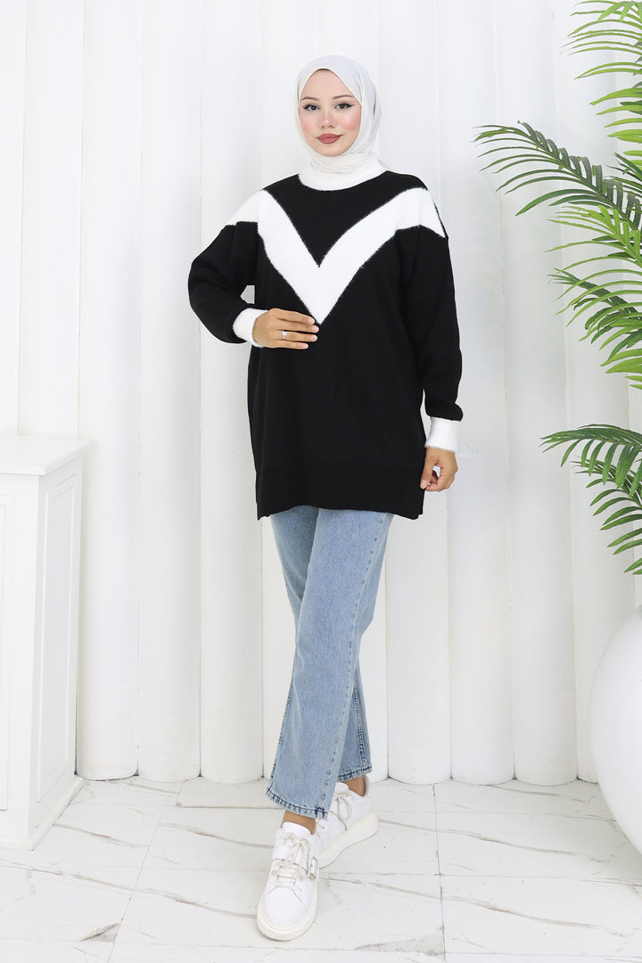 BNG Women Patterned Knit Tunic S3017 Black - Vigo