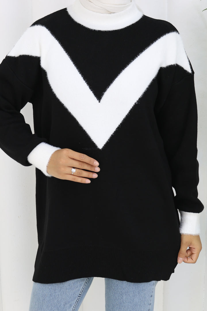 BNG Women Patterned Knit Tunic S3017 Black - Vigo