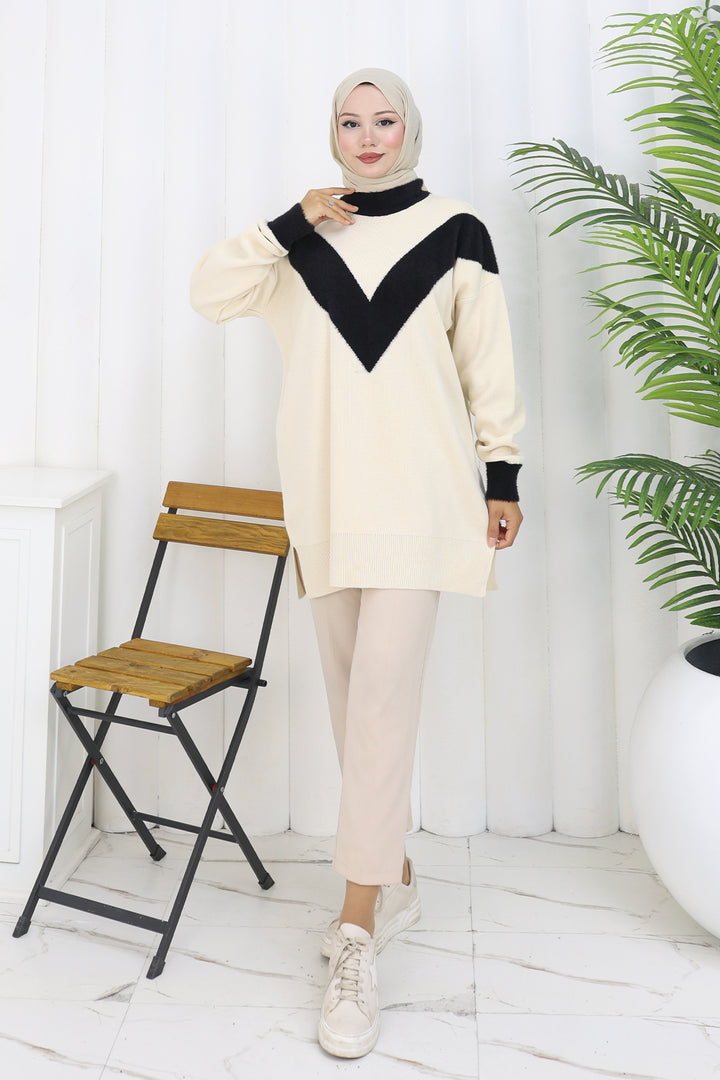 BNG Women Patterned Knit Tunic S3017 Stone Color - Morelia