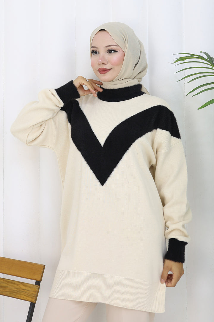 BNG Women Patterned Knit Tunic S3017 Stone Color - Morelia