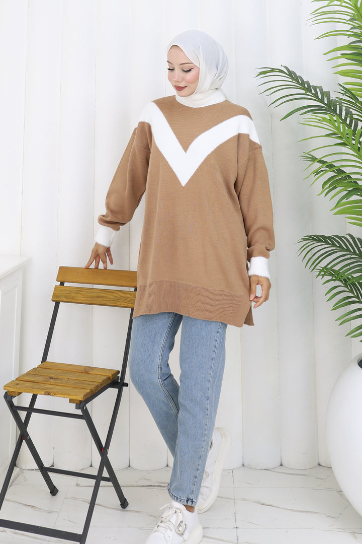 BNG Women Patterned Knit Tunic S3017 Mink - Villajoyosa