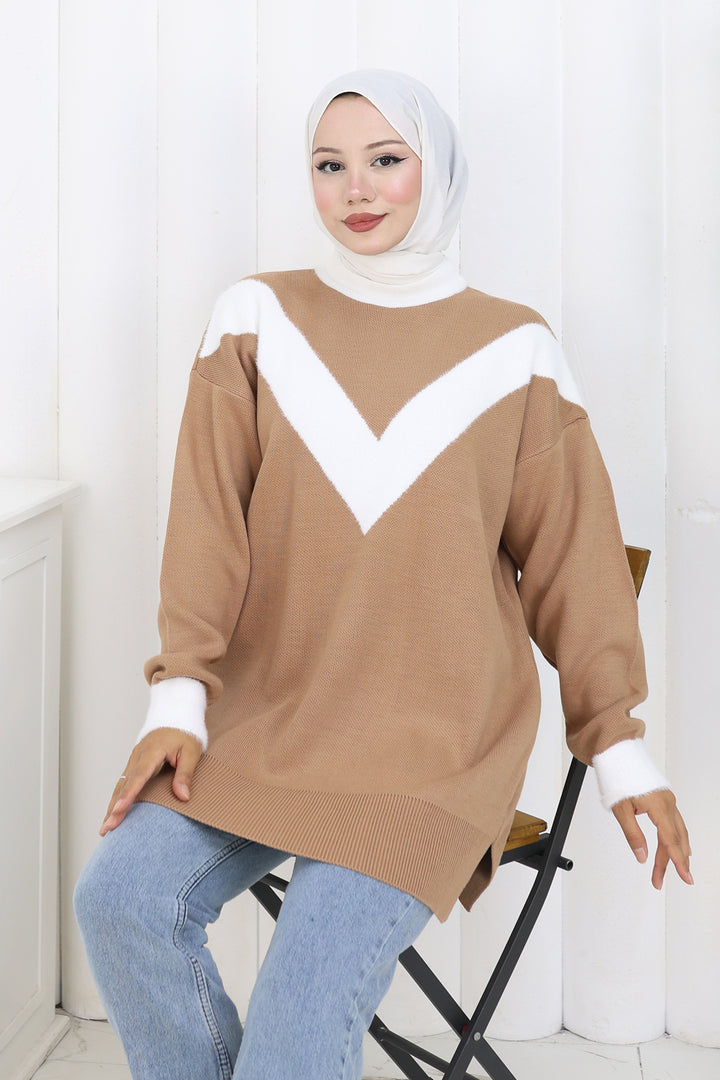 BNG Women Patterned Knit Tunic S3017 Mink - Villajoyosa