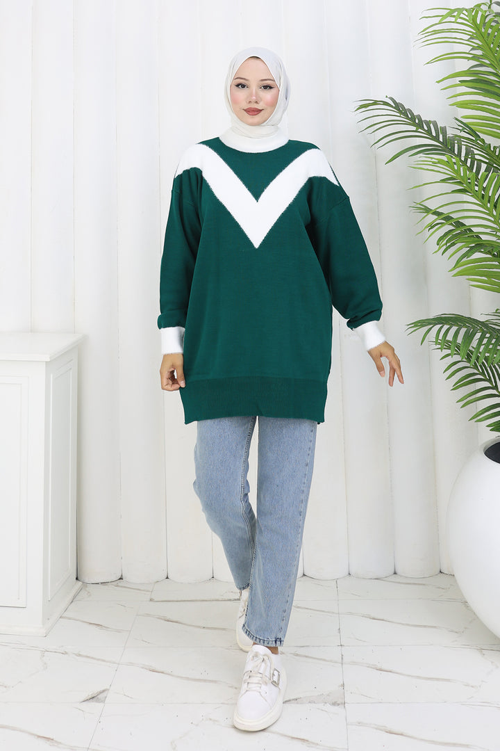 BNG Women Patterned Knit Tunic S3017 Emerald Green - Montebello