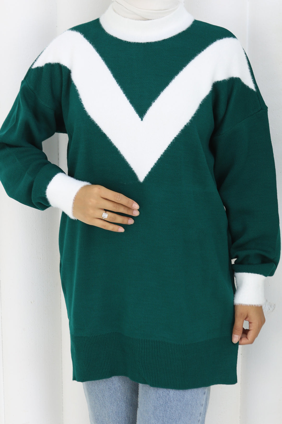 BNG Women Patterned Knit Tunic S3017 Emerald Green - Montebello