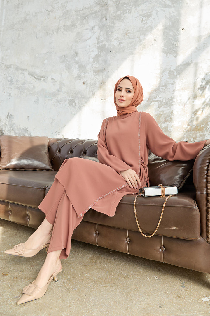 بدلة نسائية ZRF بإبزيم جانبي - جملي - مدينة سيوكس