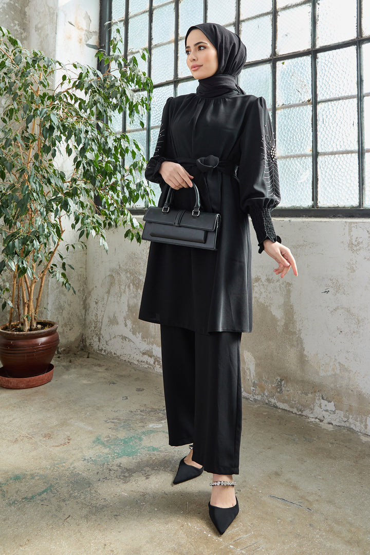 ZRF Women Stone-Embroidered Sleeve Set - Black - Evansville