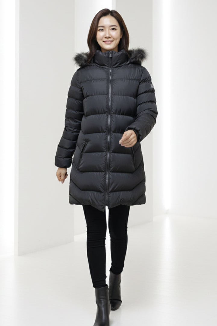 BNG Women Şapkası Kürklü Mont K9182 Siyah - Dublin