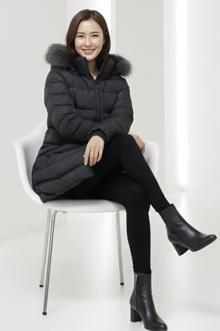 BNG Women Şapkası Kürklü Mont K9182 Siyah - Dublin