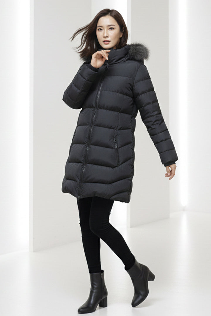 BNG Women Şapkası Kürklü Mont K9182 Siyah - Dublin