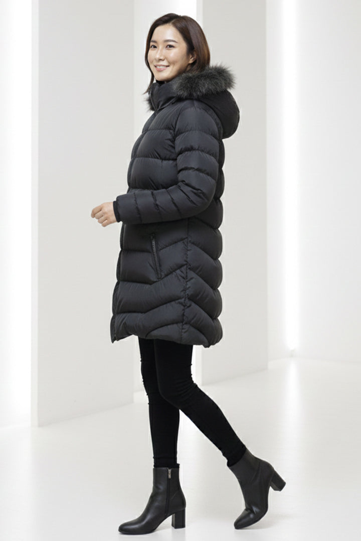 BNG Women Şapkası Kürklü Mont K9182 Siyah - Dublin