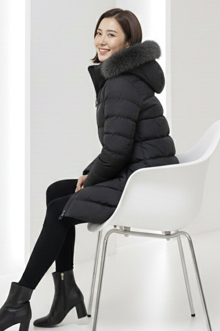 BNG Women Şapkası Kürklü Mont K9182 Siyah - Dublin