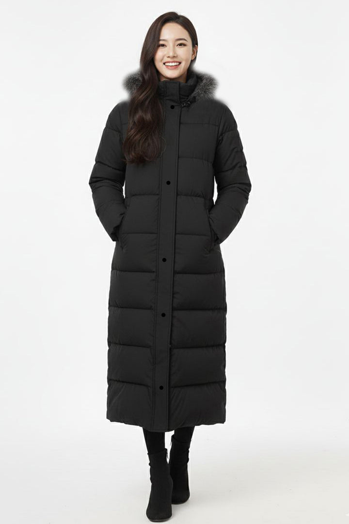 BNG Women Pocketed Long Quilted Coat K9183 Black - Minsk