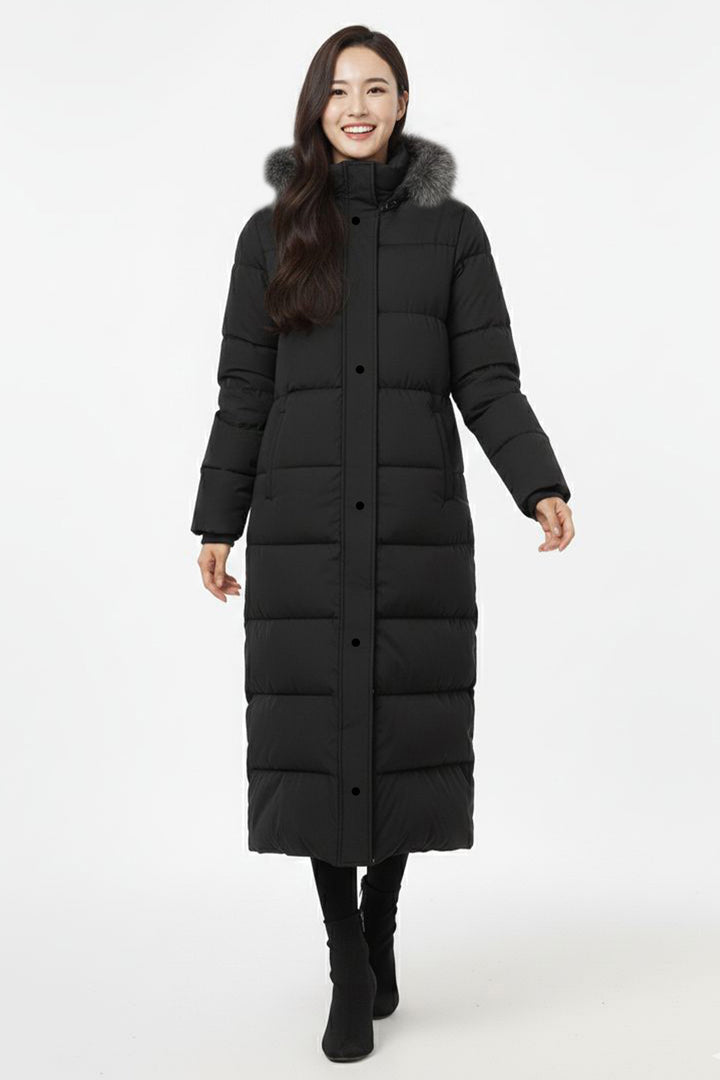 BNG Women Pocketed Long Quilted Coat K9183 Black - Minsk