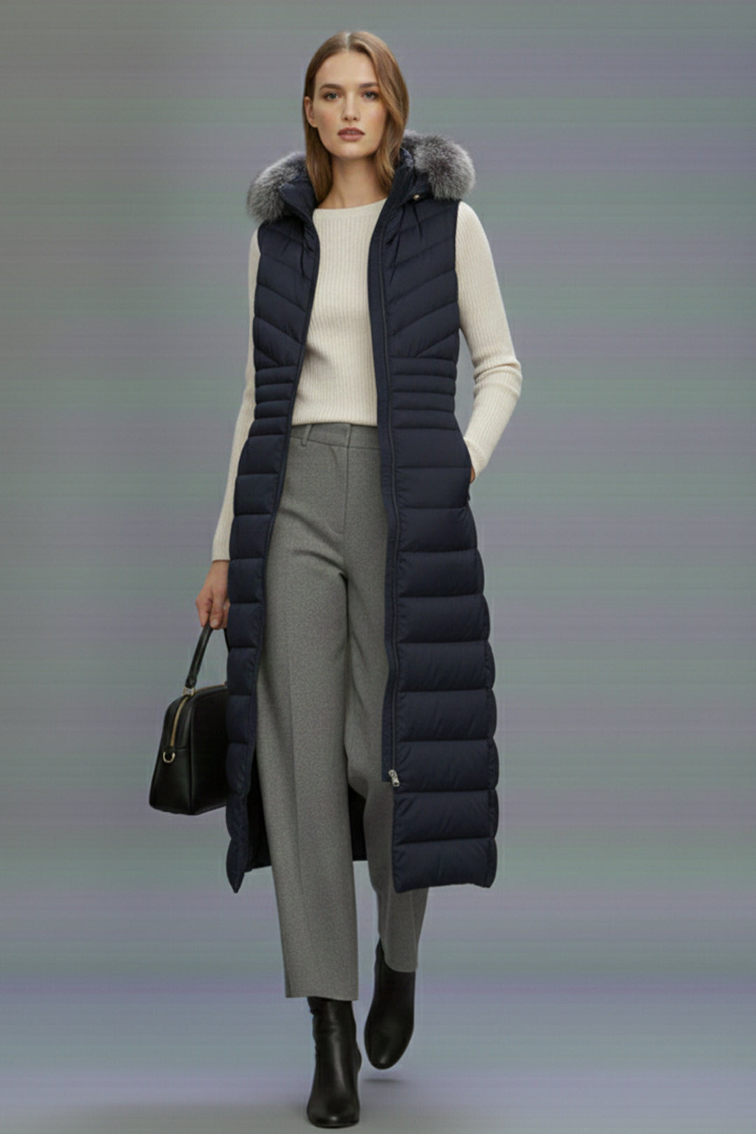 BNG Women Long Inflatable Vest K9184 Navy - Novara