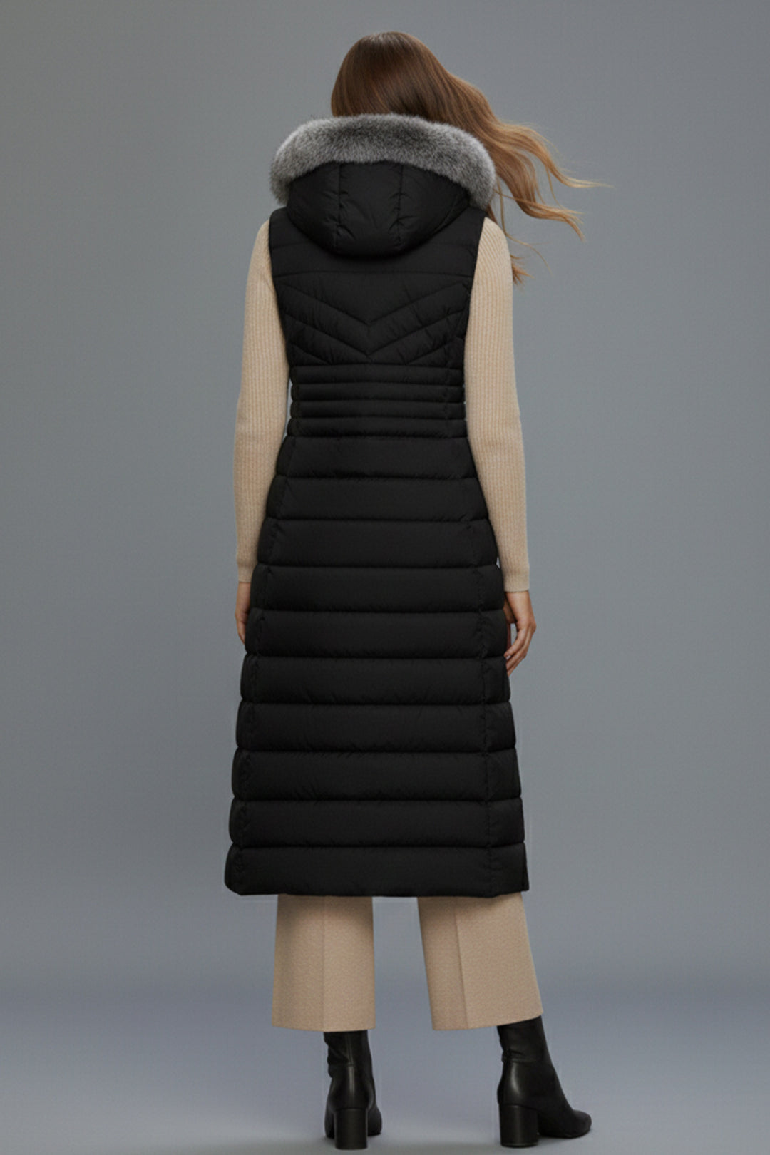 BNG Women Long Inflatable Vest K9184 Black - Derry