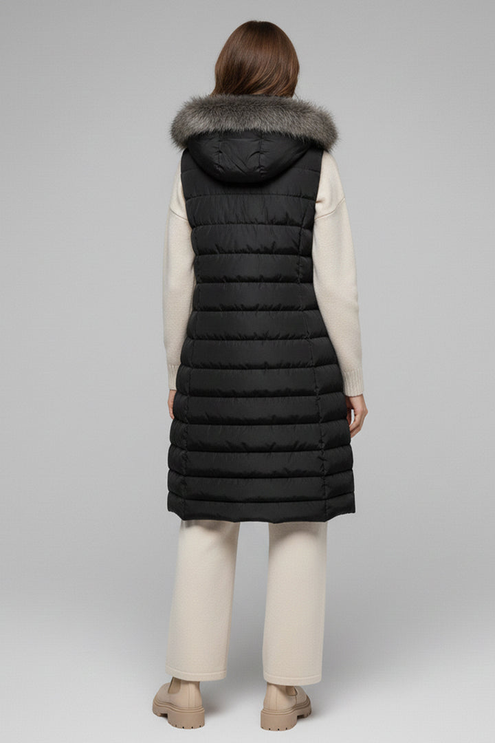 BNG Women Fur-Lined Hat Puffer Vest K9185 Black - Poughkeepsie