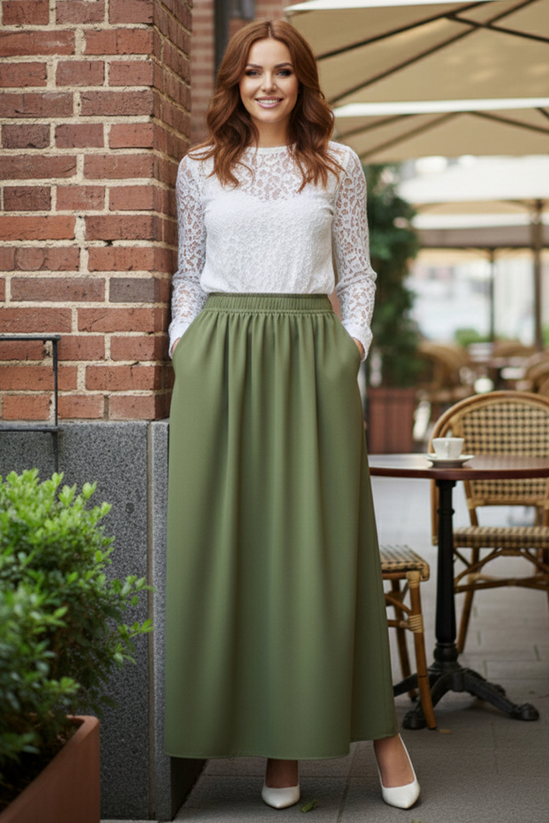 BNG Women Beli Lastikli Double Etek M213 Haki - Mons