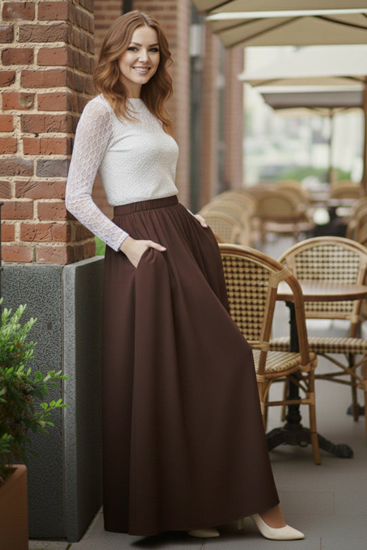 BNG Women Beli Lastikli Double Etek M213 Kahverengi - Slobozia